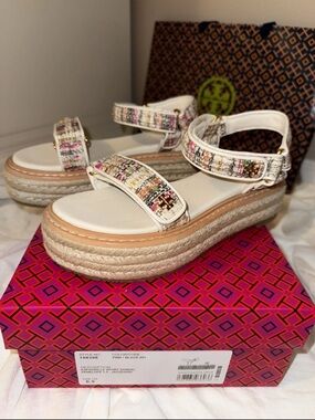 Tory Burch Women Sport Espadrille Sandal Jacquard  Size 6.5